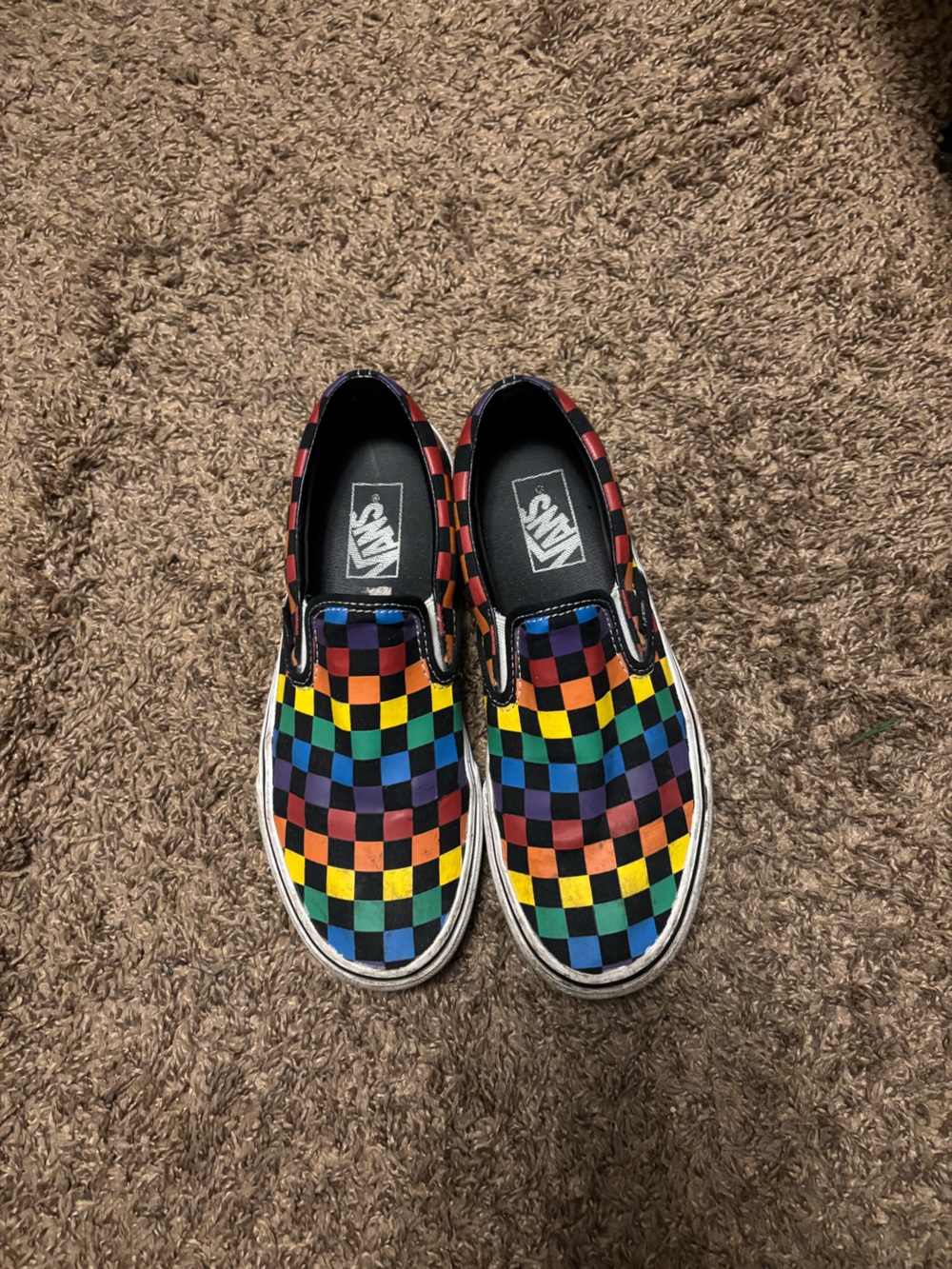 Vans Rainbow Checkerboard Slip-On Sneakers